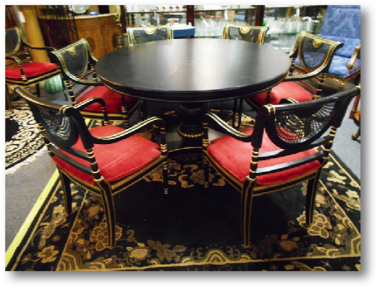 Louis J. Solomon Round Dining Table with 10 Matching Chairs